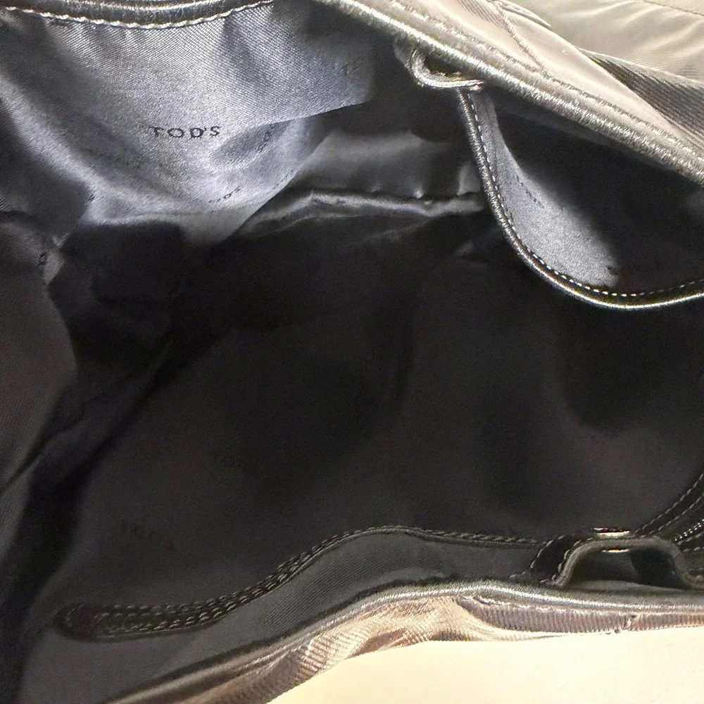 Tod's G-Bag Medium Tote Black Coated Canvas Leather Trim Adjustable Strap Luxury